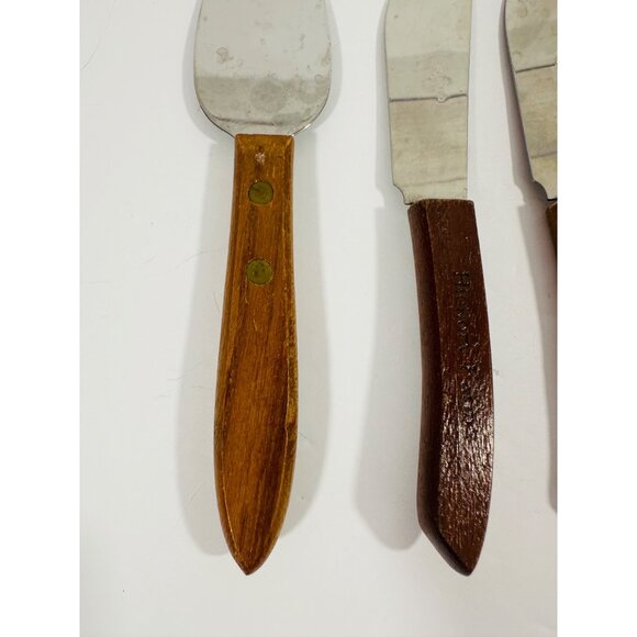 Hickory Farms Stainless Steel & Wood Cheese Spreaders Set Of 3 - Picture 4 of 9